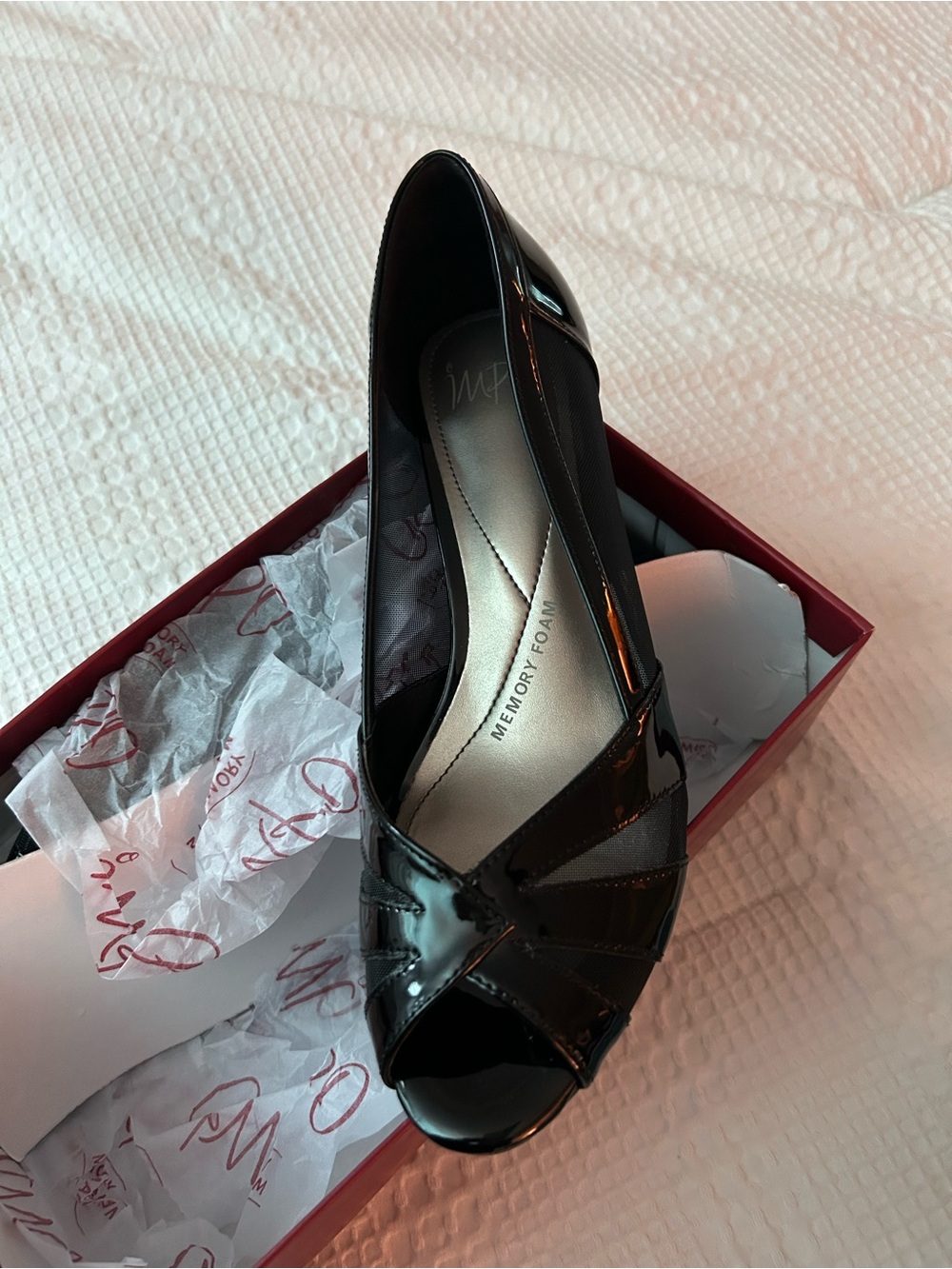 Impo Black Patent Peep-Toe Women's Heel